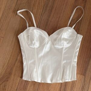 Elegant White Satin Bustier Top